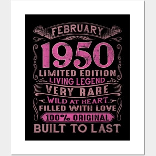 Vintage 70 Years Old February 1950 70th Birthday Gift Posters and Art